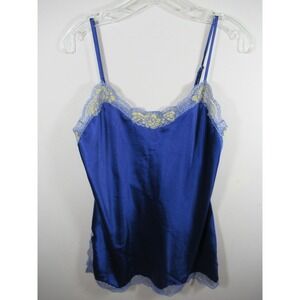 Vintage 90s Y2K Victoria's Secret Satin Chemise Nightgown Women M Blue Lace